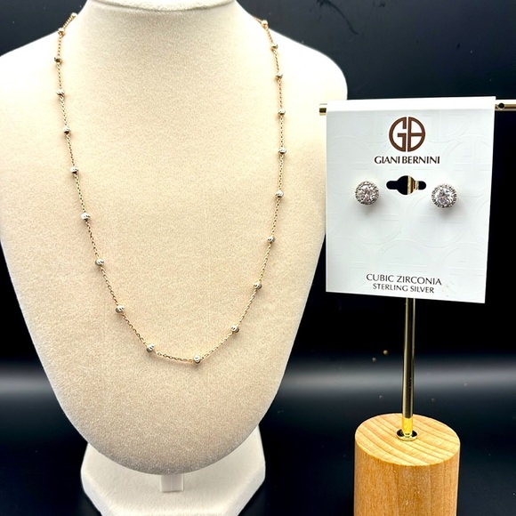 Giani Bernini Jewelry - NEW! Giani Bernini Cubic Zirconia & Sterling Silver Necklace Stud Earrings Set